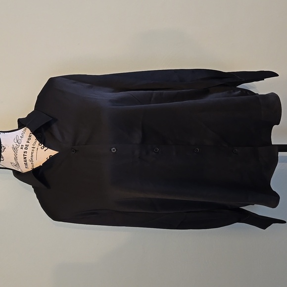 Black Satin Button Down - Picture 1 of 5